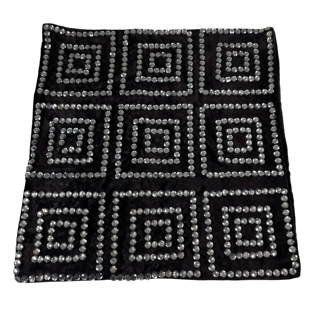 Brown Velvet Chunky Rhinestone Zipper Pillow‎ Cover 17